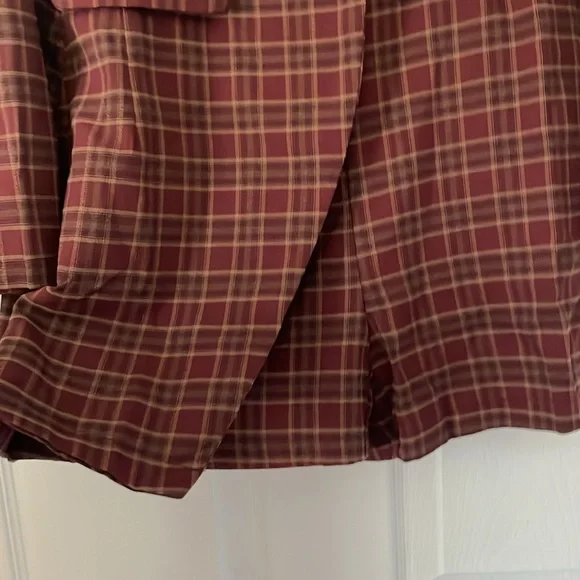 Women’s Maroon Plaid Double-Breasted Blazer Romper - Picture 5 of 10